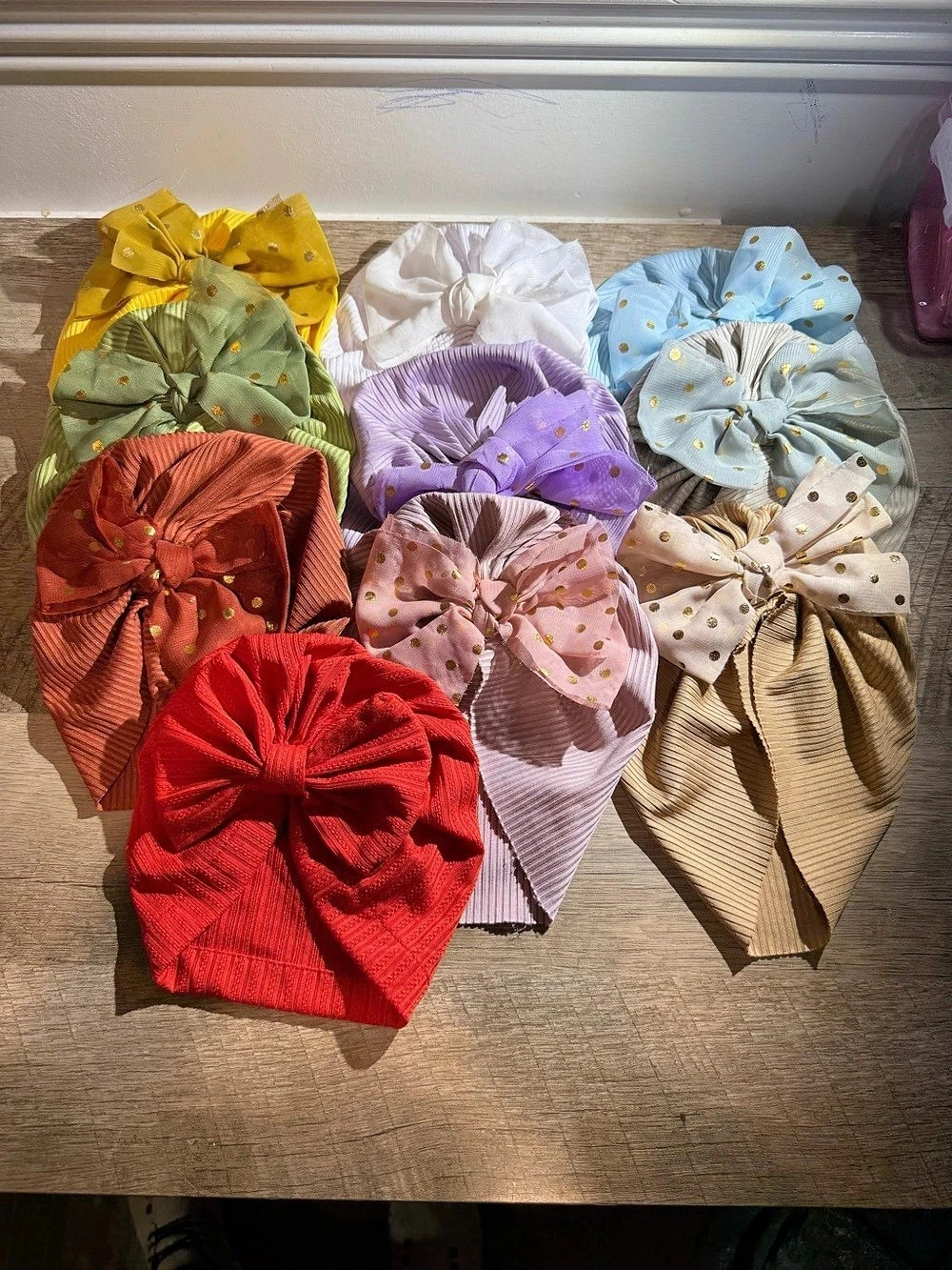 baby girl turban hats with bows 10 piece bundle